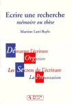 Ecrire une recherche. Mmoire ou thse
